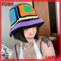 PDBH Fashion Store หมวกบีนนี่ฉลุลายสำหรับผู้หญิงหมวกทรงถังผ้าโครเชต์ถักมือใหม่2023หมวกแฟชั่นสำหรับชายหาด Y2k หมวกถักอบอุ่นแบบเกาหลี