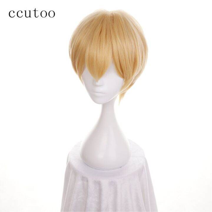 ccutoo-30cm-light-golden-short-straight-synthetic-hair-yamanbagirikunihiro-wigs-for-mens-halloween-party-cosplay-costume-wigs