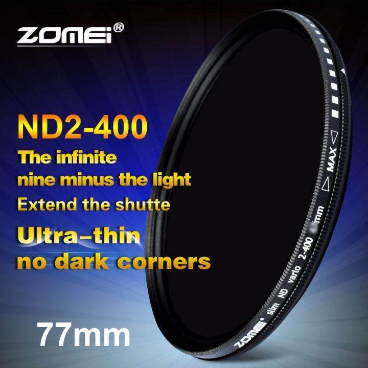 ดั้งเดิม-zomei-ฟิลเตอร์เปลี่ยนแปลงได้nd-เฟดเดอร์77มม-ปรับ-nd2เพื่อ-nd400-nd2-400ความหนาแน่นเป็นกลางสำหรับเลนส์กล้องโซนี่-canon-nikon-hoya-77มม