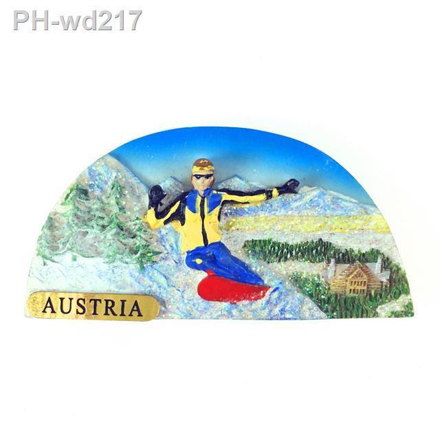 austria-the-alps-famous-ski-resort-travel-souvenir-fridge-magnets-3d-hand-drawn-creative-household-adornment-resin