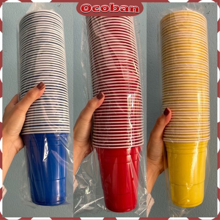 50pcs Party Cups 16 Oz Plastic Red Party Cups Disposable