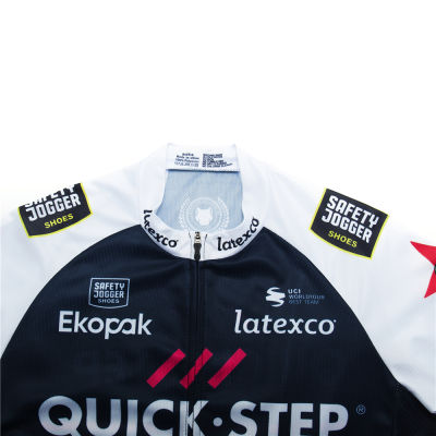 Hot QUICK STEP แขนสั้นผู้ชายขี่จักรยาน Jersey Breathable MTB Maillot Ciclismo กีฬากลางแจ้งกางเกงฤดูร้อนขี่จักรยานเสื้อผ้า2023