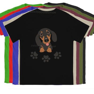 Dachshund and Paw Print Mens T-shirts Sausage Dog Cool Tee Shirt Men T Shirts Summer Tops T-Shirt Male Cotton Gift Men Clothing