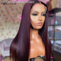 Peruvian Burgundy Lace Front Wig 99J Red Colored 13×4 Straight Lace Frontal Wig Human Hair Pre-Plucked Transparent Lace Wig [ Hot sell ] Decoration Center