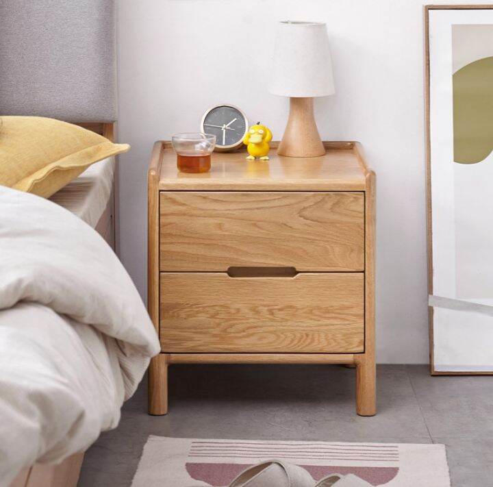 [PREORDER] YS light luxury bedside table, Oka wood solid wood from US