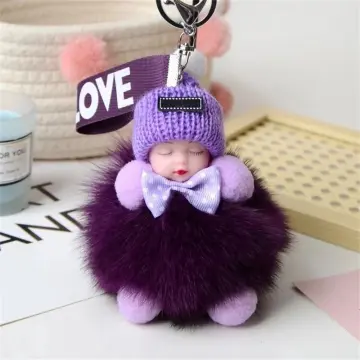 Candy Color Mini Bear Keychain Fur Pompom Key Chains Fluffy Bags Decor  Pendant';