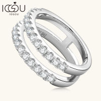 IOGOU จริง D Moissanite สองแถวแหวนหมั้นสำหรับผู้หญิงสี2.0มิลลิเมตรแหวนเพชร925เงินบริสุทธิ์ขายส่งเครื่องประดับของขวัญ