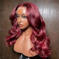 【LZ】№◄☸  Burgundy Red Synthetic Lace Wigs For Women Red Black Long Body Wave Glueless Pre Plucked Hairline Wig With Baby Hair Cosplay