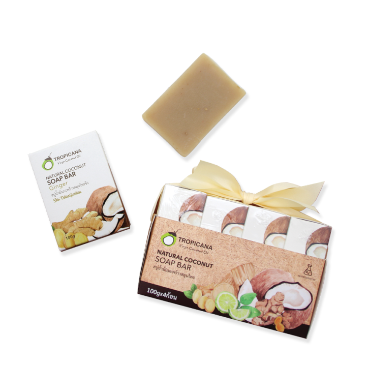 tropicana-ทรอปิคานา-ชุดสบู่ก้อนน้ำมันมะพร้าวสมุนไพร-4-สูตร-coconut-oil-soap-bar-set