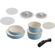 IRIS OHYAMA frying pan pan 9-piece set 26cm 20cm ih compatible lid ceramic
