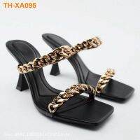 word with open toe high heels 2023 summer new rhinestone square head เซ็กซี่คริสตัลรองเท้าแตะหญิงและรองเท้าแตะหญิง