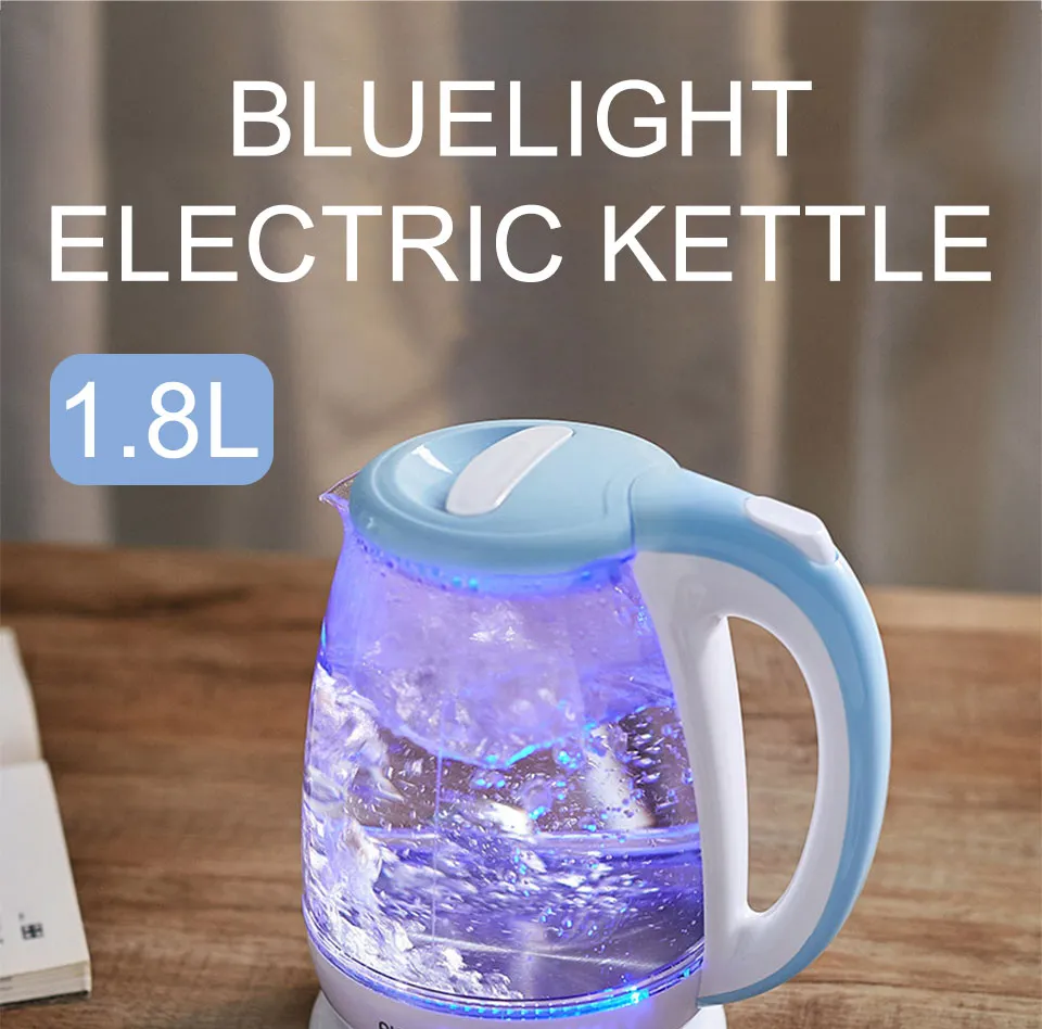 High Borosilicate Glass Kettle transparent blue light boiling