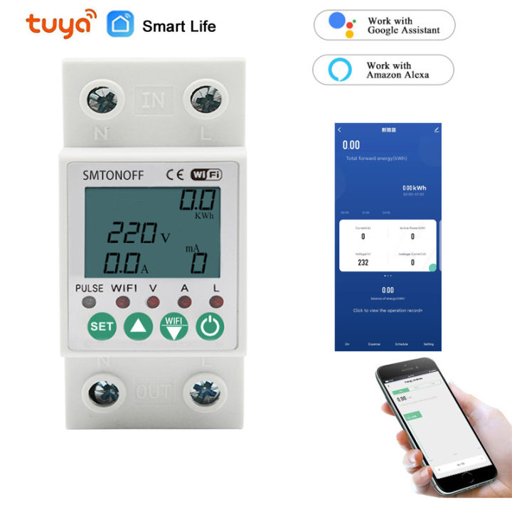 Tuya WIFI Smart Circuit Breakers MCB Over-Curent Timer Switch Digital ...