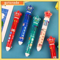 GOTORADE 4Pcs หลากสี ปากกาลูกลื่น10สี เขียนด้วยลายมือ แรงบันดาลใจสร้างแรงบันดาลใจ ปากกาหลากสี ทนทานต่อการใช้งาน กราฟฟิตี ปากกา10สี เครื่องเขียนอุปกรณ์เครื่องเขียน