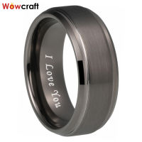 Mens Womens Trendy Tungsten Wedding Ring metal Fashion Jewelry Engagement Band I Love You Engraved Brushed Finish Comfort Fit