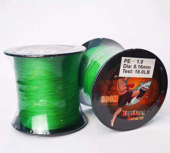 1-2-วัน-ส่งไวมากแม่-สาย-pe-ถัก-4-ยาว-300เมตร-น็อคเอาท์-5สีให้เลือก-fishing-line-wire-knockout-super-thailand