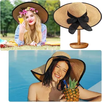 Straw Hat With Straw Hat for Women Summer Sun Protection Beach Vacation Uv  Protection Sun Hat Eaves 