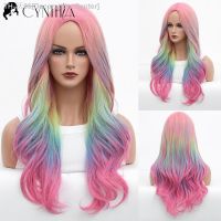 Rainbow Synthetic Wig for Woman Long Body Wave Hair Cosplay Lolita Party Natural Heat Resistant Wigs Fiber Daily Hair [ Hot sell ] Decoration Center