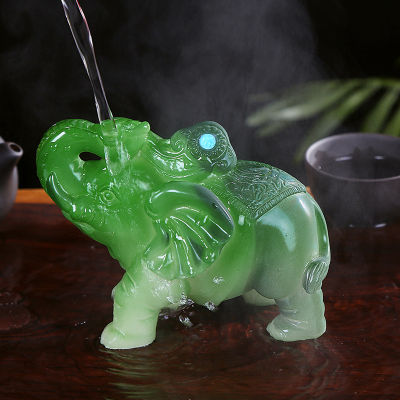 ชุดน้ำชาเครื่องประดับขนาดเล็กชาสัตว์เลี้ยงเปลี่ยนสีช้างเครื่องประดับสร้างสรรค์อุปกรณ์ตกแต่งเรซิ่น Ruyi ช้างเครื่องประดับ
