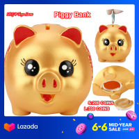 【Outdoor Factory+100% Original】Golden Pig Shaped piggy bank Coin Bank Money Box Drop-proof Piggy Bank Saving Pot Birthday Gift for children adults