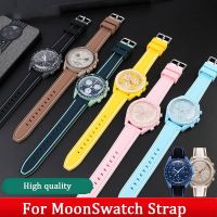 ◈✟✇ สายนาฬิกาซิลิโคน 20 มม. สำหรับ Omega สำหรับ Swatch แบรนด์ร่วม MoonSwatch สายด่วนดำน้ำสร้อยข้อมือยางสีคู่