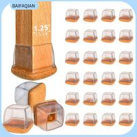 BAIFAQIAN 24 PCS ซิลิโคนทำจากซิลิโคน ตัวป้องกันขาเก้าอี้ โปร่งใสโปร่งใส สี่เหลี่ยมสี่เหลี่ยม ปลอกขาเฟอร์นิเจอร์ อัปเกรดแล้ว รู้สึกเหมือนอยู่ แผ่นรองเฟอร์นิเจอร์ พื้นไม้เนื้อแข็ง