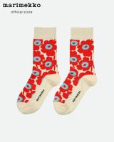 MARIMEKKO KIRMAILLA UNIKKO SOCKS ถุงเท้า ลายดอกไม้ สีแดง