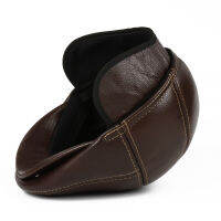 ผู้ชายฤดูหนาวที่อบอุ่นจริงหนัง Cowhide Earmuff หูพนังกองทัพ Beret กอล์ฟเด็กส่งหนังสือพิมพ์หมวกหมวก