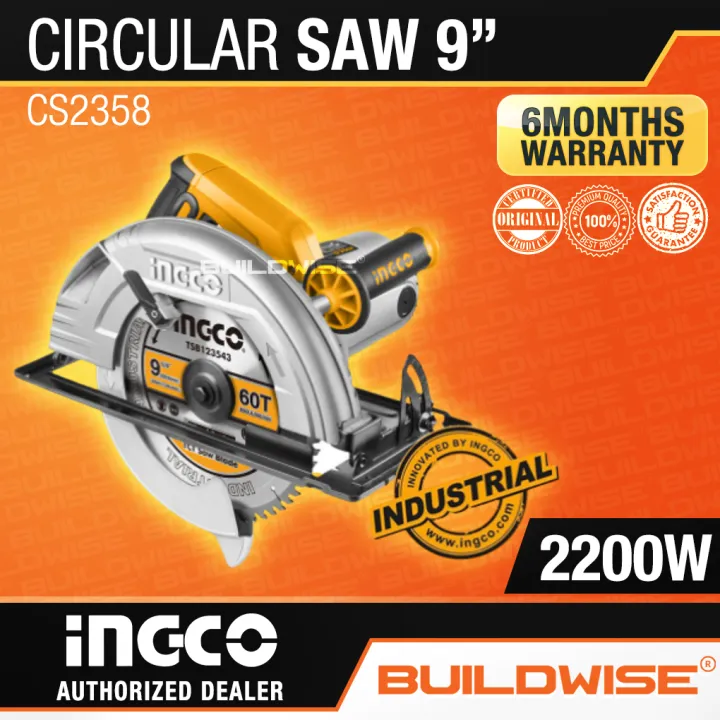 Ingco CS2358 9 Circular Saw 2200W「BUILDWISE®」 Lazada PH