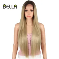 Bella Blonde Lace Front Wig Synthetic Straight Hair 30 inch Syntheitc Lace Front Wig Blonde Wigs For Black Women Cosplay Lolita Wig  Hair Extensions P