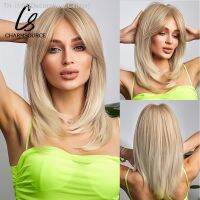 Natural Wavy Blonde Synthetic Wigs Medium Length Layered Hair with Side Bangs for Women Daily Party Cosplay Heat Resistant Fiber [ Hot sell ] Decoration Center