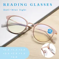2022 Round Retro Pink Reading Glasses Anti Blue Light Presbyopic Ultralight High Quality Metal Frame Eyeglasses +1.0 +1.5 +2.0 +2.5 +3.0 +3.5 +4.0