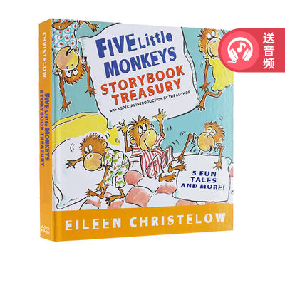 The five little monkeys English original five stories hardcover collection Liao Caixing book list childrens hardcover picture book best selling story book jumping on the bed