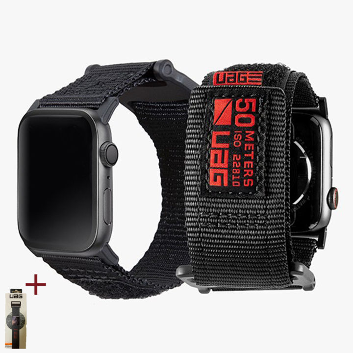 uag-สายรัดไนล่อนกันน้ำระบายอากาศได้ดี-สายนาฬิกาสำหรับ-apple-watch-7-6-5-se-band-45มม-42มม-38มม-สำหรับ-i-watch-38-40-44มม-serise-4-3-2-1พร้อมเคส-tpu