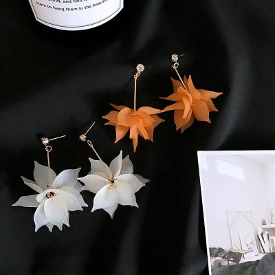 Korean Style Personality Crystal Acrylic Flowers Drop Earrings For Women Geometric Dangle Earring Lover Sweet Cute Gift