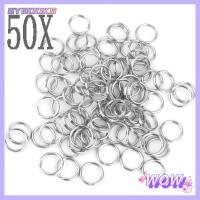 SYBOOKS 50PCS 15mm ตัวเชื่อมต่อ เข็มกลัด ห่วงห่วง สแตนเลส พวงกุญแจ แยกพวงกุญแจ