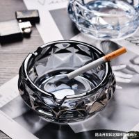 [COD] Glass ashtray creative personality large crystal home living room office anti-fly ash