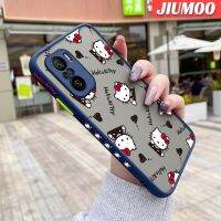 เคส JIUMOO สำหรับ Xiaomi MI POCO F3 Redmi K40 K40 Pro การ์ตูนน่ารักลาย Hello Kitty บางขอบสี่เหลี่ยมด้านข้างดีไซน์ใหม่มีน้ำค้างแข็งโปร่งใสกันกระแทกเคสมือถือแข็งปลอกซิลิโคนคลุมทั้งหมดกล้องป้องกันนุ่ม