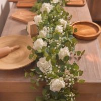 1.8M Fake Rose Gypsophila Vine Eucalyptus Garland Artificial Flowers Hanging Plants Grennery for Wedding Home Party Arch Decor