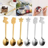 Christmas Socks Stainless Steel Tableware Star Serving Type Tableware Eating Utensils Spoon Snowman Gold Senior Fashion Socks Tights