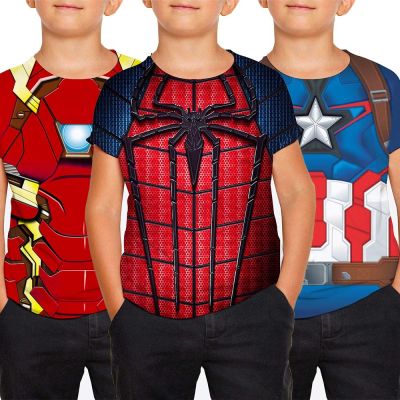 Superhero Spiderman T-Shirts Kids Avengers Fashion Boy Shirt Clothing 4-12 Years
