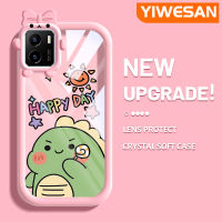 YIWESAN เคสสำหรับ VIVO Y15s Y15a Y01การ์ตูนน่ารักลายเคสโทรศัพท์โปร่งใสไดโนเสาร์ตัวเล็กเคสซิลิโคนกันกระแทกหลากสีใหม่เคสนิ่มเลนส์กล้องถ่ายรูปลายสัตว์ประหลาดน้อยน่ารัก