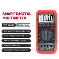 Smart Digital Multimeter 1999 Counts LCD Backlight Electrical Automotive Tester Voltmeter Ammeter Temperature Measuring Multifunction Dwell Angle RPM AC DC Voltage Current Resistance Capacitance Continuity Diode hFE Testing