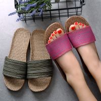 Home Linen Slippers Women Summer Casual Flat Sandals EVA Lightweight 35-45 Plus Size Non-slip Men Womens Slippers Beach Shoes