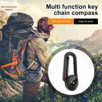 TUS เครื่องวัดอุณหภูมิ3 In1ชุดชาร์จอเนกประสงค์เข็มทิศกับ Carabiners เครื่องมือนำทางการปีนเขาขนาดเล็ก