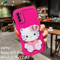 เคสมือถือลาย Hello Kitty,เคสโทรศัพท์ OPPO Reno น่ารัก5/5 Pro / 2 / Reno 2F / 7Z / 8Z / Realme C53การ์ตูนกระจกเงาโต๊ะเครื่องแป้งซ่อนเร้นเคสนิ่ม TPU ขอบคลื่นกันกระแทก