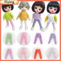 FLYING อุปกรณ์เสริม 1/12ตุ๊กตา BJD สำหรับ ob11 obitsu11 เสื้อผ้าตุ๊กตา กางเกงลายทาง กางเกงตุ๊กตาแฟชั่น กางเกงขายาวตุ๊กตา