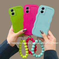 Phone Case เคส VIVO Y27 Y78 4G 5G 2023 เคสสีทึบลายคลื่นขนาดใหญ่พร้อมฝาครอบแบบนิ่มที่เป็นซิลิโคนเหลวสร้อยข้อมือแยกได้