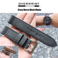 สายนาฬิกา สายหนังวัวแท้ overwrist crazy horse black mania