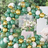 （koko party supplies）96ชิ้น SageGoldLatex BalloonArchFor ทารกฝักบัววันเกิดโสพรรคครบรอบแต่งงานตกแต่ง